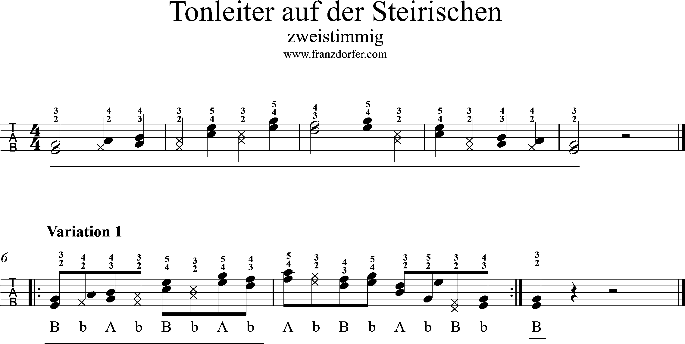 die 2stimmige tonleiter auf der Steirischen Harmonika